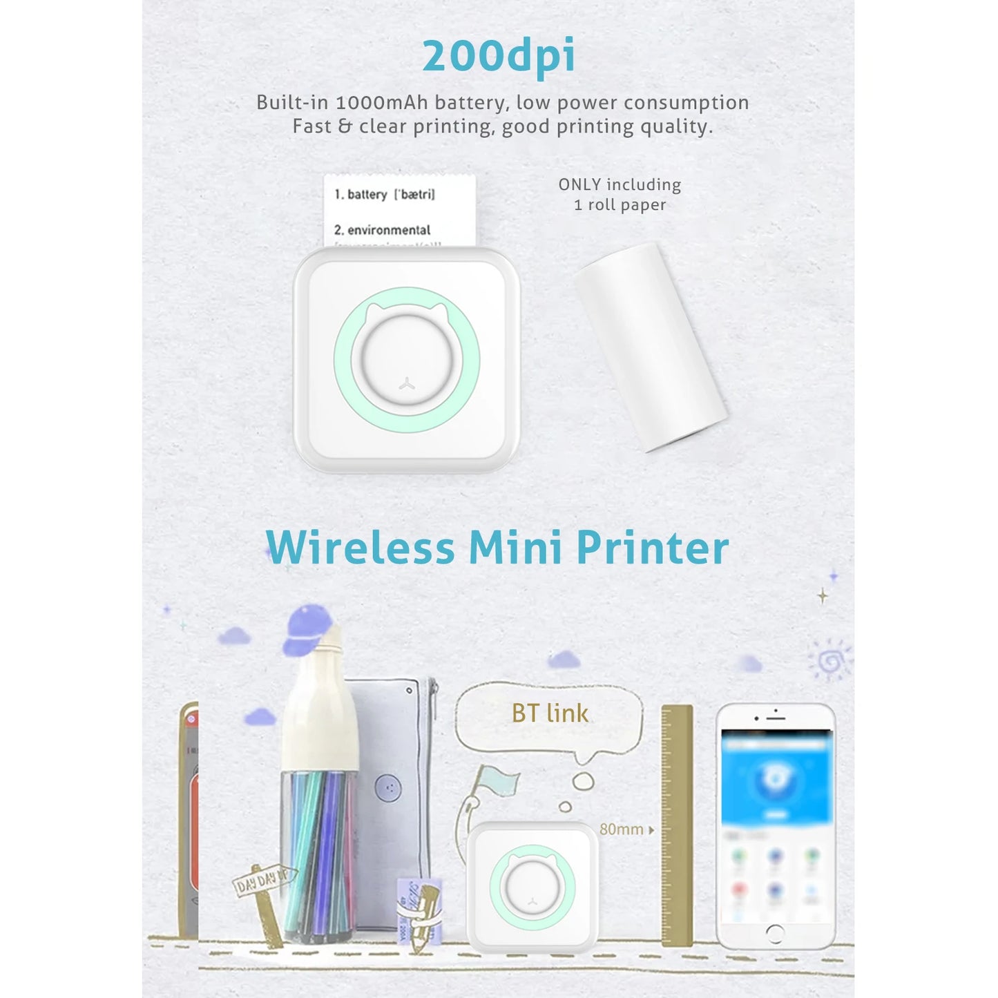 mini imprimante thermique bluetooth sans encre details Printaia
